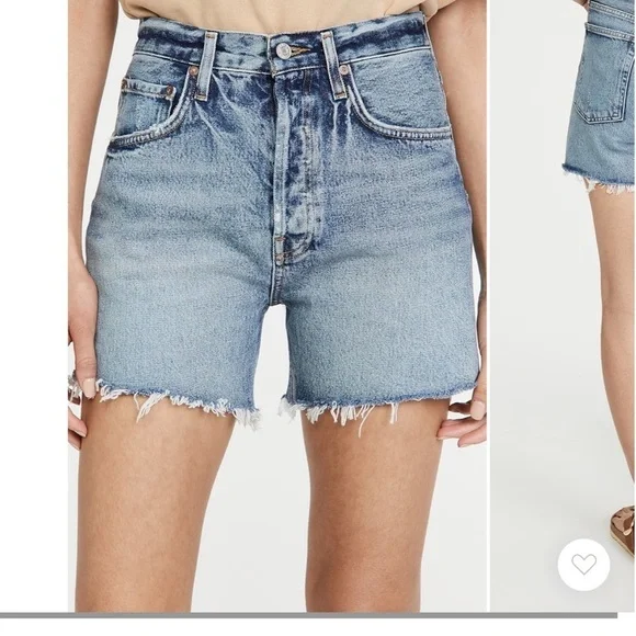 Agolde Riley High Rise Slim Leg Shorts Size 32 - Picture 1 of 8
